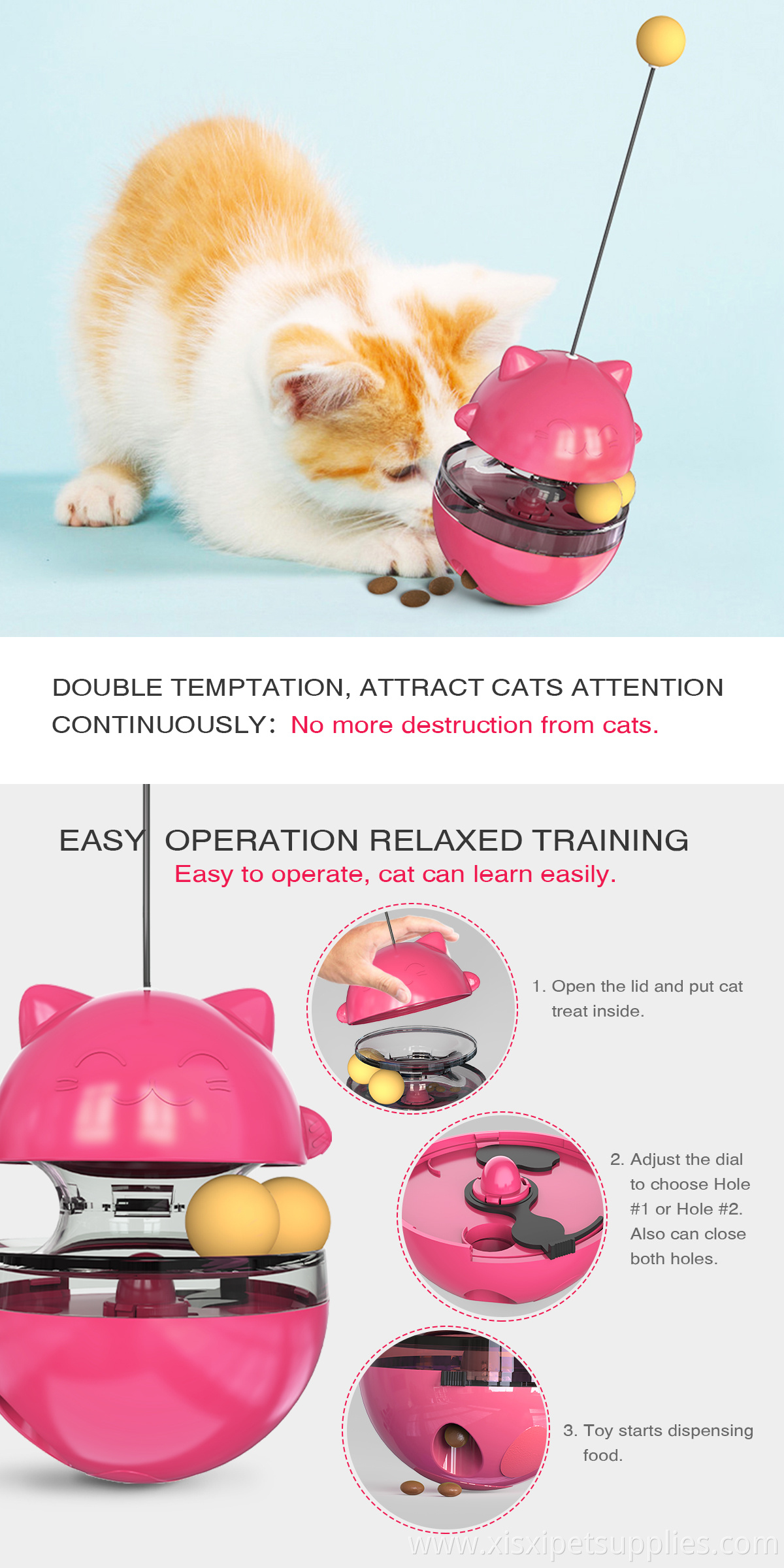 Wholesale Cat Shaking Toy Pink Blue Yellow Green Pet Toy Ball